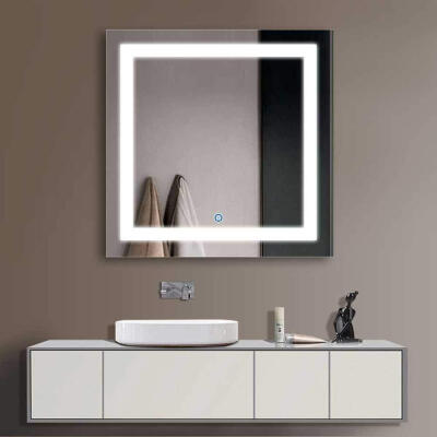 

Polished Edge Silver Backed Illuminated Frosted Bathroom Rectangle LED Light Mirrored Plate