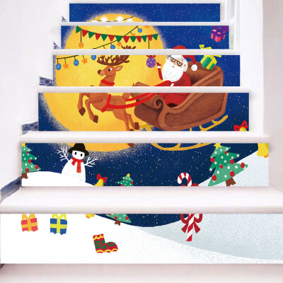 

〖Follure〗Christmas 3D Simulation stair stickers Waterproof Wall Stickers DIY Home Decor