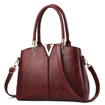 

10 pieces from the batch retro texture fashion female bag V word metal shoulder bag OL commuter handbag