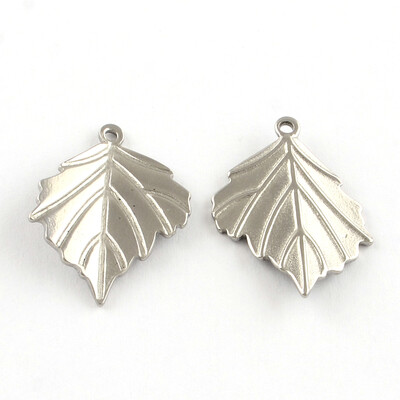 

304 Stainless Steel Leaf Pendants Stainless Steel Color 235x18x1mm Hole 1mm