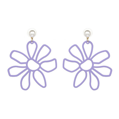 

AOTEMAN 6 colors 2019 new Cute Sipmle Daisy Earrings Trendy Big Metal Flower Statement Dangle Earrings For Women Wedding Brincos
