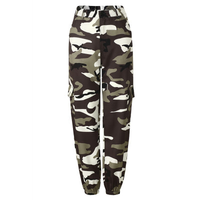 

Hot Seller Western style Fashion Womens Europe&America Military Pantalon Trouser Ankle-Length Camouflage Pants