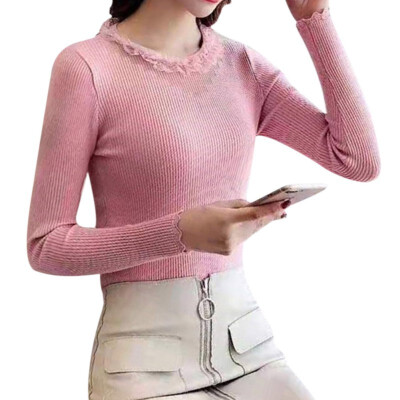 

Soft O-Neck Sweater Women Winter Autumn Lace Knitted Sweaters Christmas Sweater Women Pullover Sweater Pull Femme Jumper