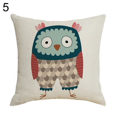 

Cute Owl Linen Throw Pillow Case Cushion Cover Sofa Bed Car Cafe Office Decor
