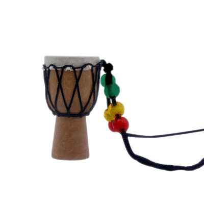 

Handmade Dejembe African Drum Necklace Percussion Instrument Accessories Wood Color with Black Wire