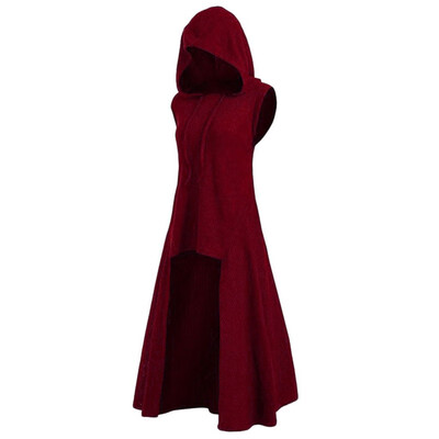 

Vintage Womens Gothic Hooded Irregular Long Pullover Steampunk Maxi Dress -2XL