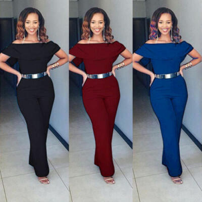 

Plus Size Womens Casual Off Shoulder Jumpsuit Rompers Clubwear Bodycon Trousers