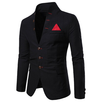 

Toponeto Fashion Mens Casual Solid Long Sleeve Jacket Stand Neck Coat