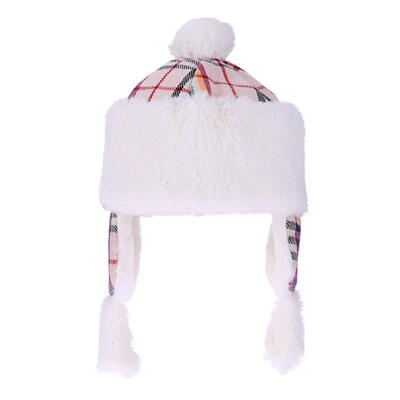 

Cute Soft Plush Winter Basin Plaid Cap Lei Feng Hat Thicken Warm Earmuffs