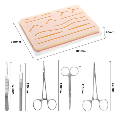 

Silicone Lifelike Skin Suture Training Kit Silica Gel Pad Needle Scissors Set Soft&Easy to Operate
