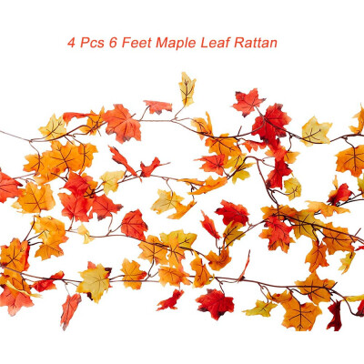 

Tailored 18M Garland Fall Maple Leaves Thanksgiving Decor Orange Red Leaves Rattan