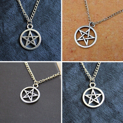 

2Pcs Fashion Unisex Star Circle Pentagram Pendant Necklace Couple Xmas Gift