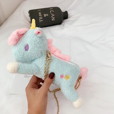 

Unicorn Plush Shoulder Bag Cross body Messenger Purse Handbag Usable For Kids\Girls