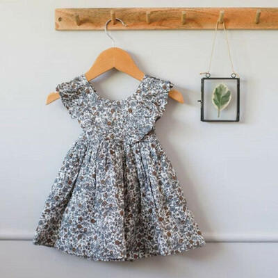 

Vintage Newborn Baby Girl Dress Sleeveless Floral Princess Party Dress Sundress