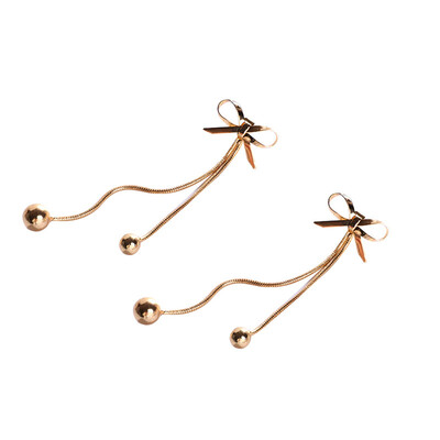 

Beautiful Woman Bow Earrings Female Temperament Long Ear Chain Fringed Earrings Simple Hundred Match Personality Earrings
