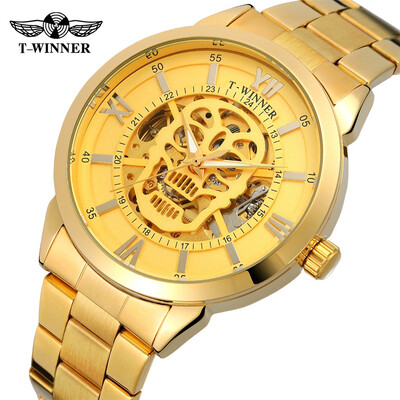 

Gobestart Hollow Luxury Design Cool Devil Head Fashion Mens Steel Belt Mechanical Watch