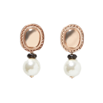 

AOTEMAN vintage gold metal pearl earrings for women 2019 za jewelry hyperbole big statement earrings wedding accessories