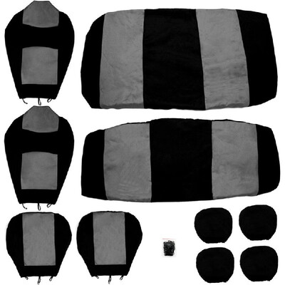 

TIROL Universal Car Seat Cover Set 10Pcs Seat Covers Front Seat Back Seat Headrest Cover Mesh Black&GrayRed
