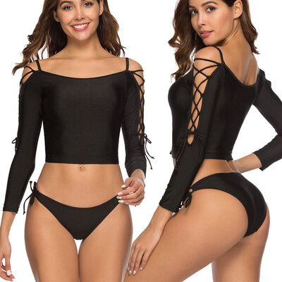 

Roseonmyhand Women Sexy Sport Long Sleeve Bikini Beach Suit Swimwear