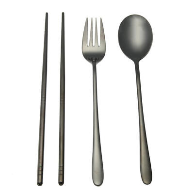 

4pcs Portable Stainless Steel Tableware Set Spoon Fork Chopsticks Gifts