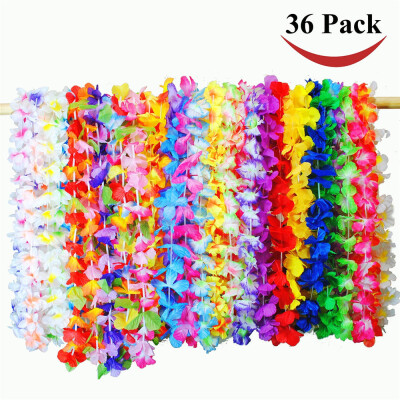 

Siaonvr 36 Counts Tropical Hawaiian Luau Flower Lei Party Favors