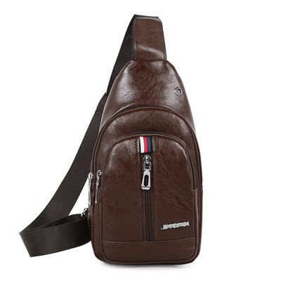 

Men Crossbody Messenger Bags PU Leather Male Casual Business Chest Pack