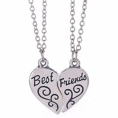 

2Pcs Womens Girls Heart Partners Letters Best Friends Sisters Gift Chain Necklace