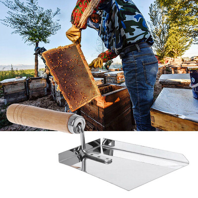 

Siaonvr Stainless Steel Wood Handle Cleaning Beehive Shovel Beekeeping Clean Tool Scoop
