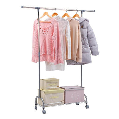 

Adjustable Commercial Grade Rolling Garment Rack with Bottom Mesh Shelf&Omni-directional Wheels