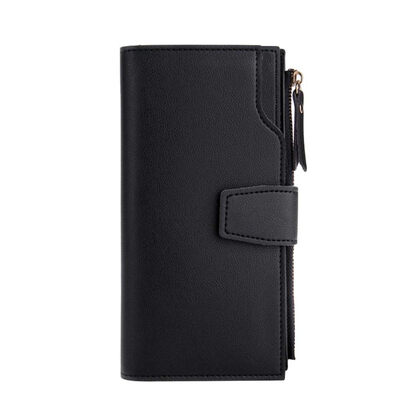 

Solid Color Women Multi Slots Faux Leather Long Wallet Clutch Purse Phone Holder