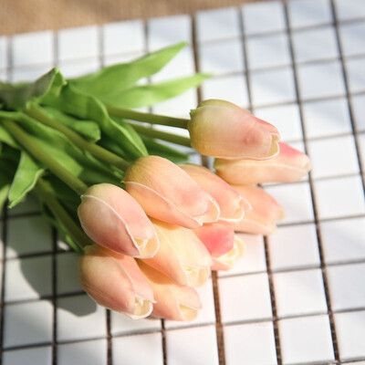 

FUNNYBUNNY 4pcs Artificial Flowers Tulips Wedding Bouquets Flowers PU Tulips Flowers Arrangement Bouquet Home Party WeddingDecor