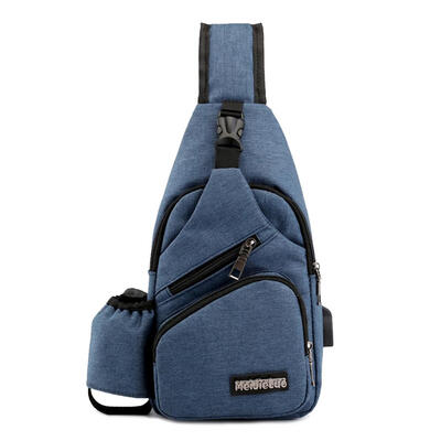 

Pure Color USB Charging Shoulder Pack Men Oxford Cloth Crossbody Chest Bags