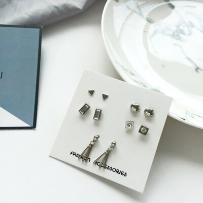 

5 pairset Gold Silver Color Earrings Set Heart Geometric Stud Earrings Set Pearl Earrings for Women Jewelry Gifts
