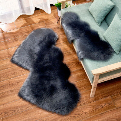 

Fluffy Wool Sheepskin Mat Sofa Bedroom Washable Rug Floor Carpet Blanket Rugs