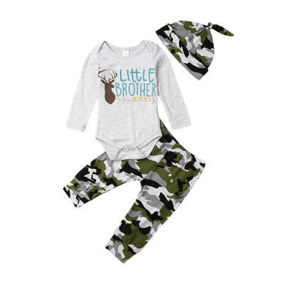 

Christmas Newborn Baby Boys Autumn Cotton Clothes RomperCamouflage Pants Print Xmas Outfit Set