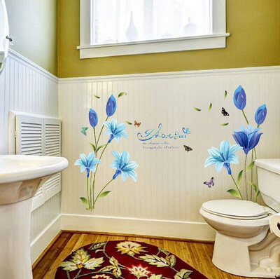

〖Follure〗Blue Lilies Stickers Decorative Creative Removable Wall Stickers