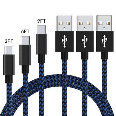 

Universal 3m Dual Color Braided USB To Type-C 24A Charging Data Cable Cord For Android Phones