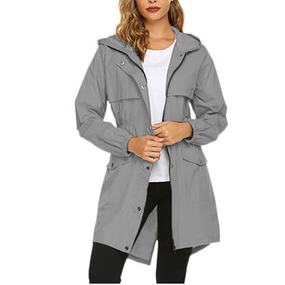 

Toponeto WomenWomen Solid Rain Jacket Outdoor Hoodie Waterproof Hooded Raincoat Windproof