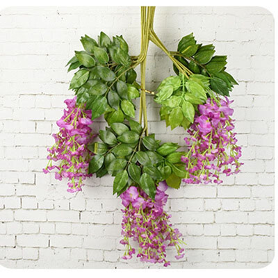 

FUNNYBUNNY 361 Feet Artificial Silk Wisteria Vine Ratta Silk Hanging Flower Wedding Decor