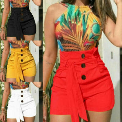 

Sexy Women Summer Pants Stylish High Waist Shorts Belt Beach Short Trousers