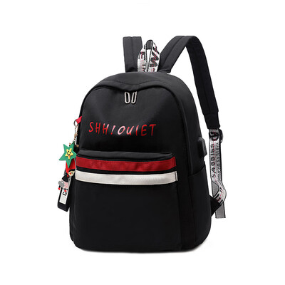 

Schoolbag large capacity simple canvas shoulder bag female Oxford cloth waterproof backpack