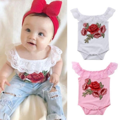 

Newborn Baby Girl Floral Lace Embroidery Cotton Romper Bodysuit Jumpsuit Outfits Sunsuit Clothes