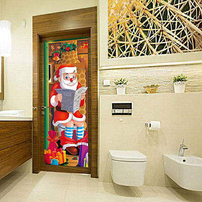 

〖Follure〗3D Christmas Door Covers Christmas Party Decorations Door Toilet 31 x 78 Inch