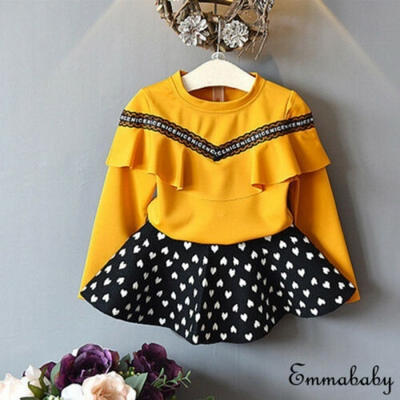 

Toddler Kid Baby Girl Long Sleeve Ruffle Tops T-Shirt Infant Blouse Clothes