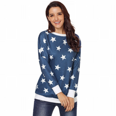 

Round collar long sleeve star print headband Slim T-shirt all-star sweatshirt