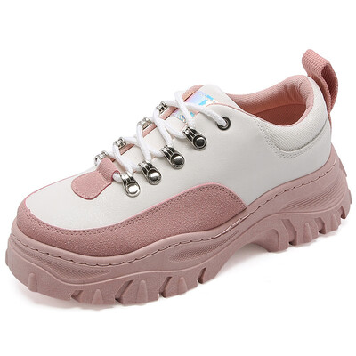 

2019 Women Sneakers Fashion Breathble Vulcanized Shoes Pu Leather Platform Lace Up Casual White Tenis Feminino Zapatos De Mujer