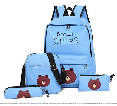 

4 piece set middle school student schoolbag big children travel backpack waterproof bag shoulder bags Boy girl handbag backpacks