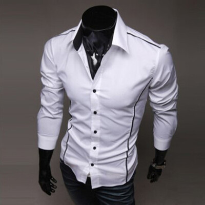 

Men Tops Oversize Lapel Shirt Buttons Long Sleeve Slim Formal Business Blouse