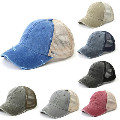 

Women Adjustable Ponytail Cap Messy High Buns Cotton Baseball Hat Sport Cap US