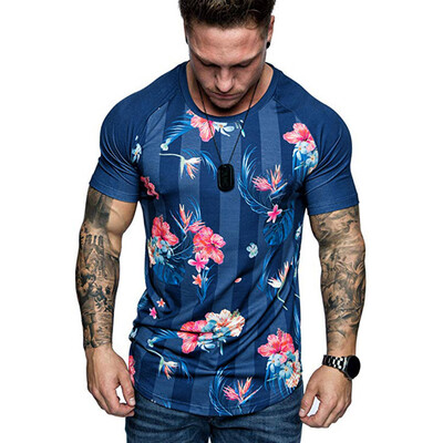 

Toponeto Summer Mens Casual Fashion Short Print Round Neck Fitness T-shirt Top Blouse